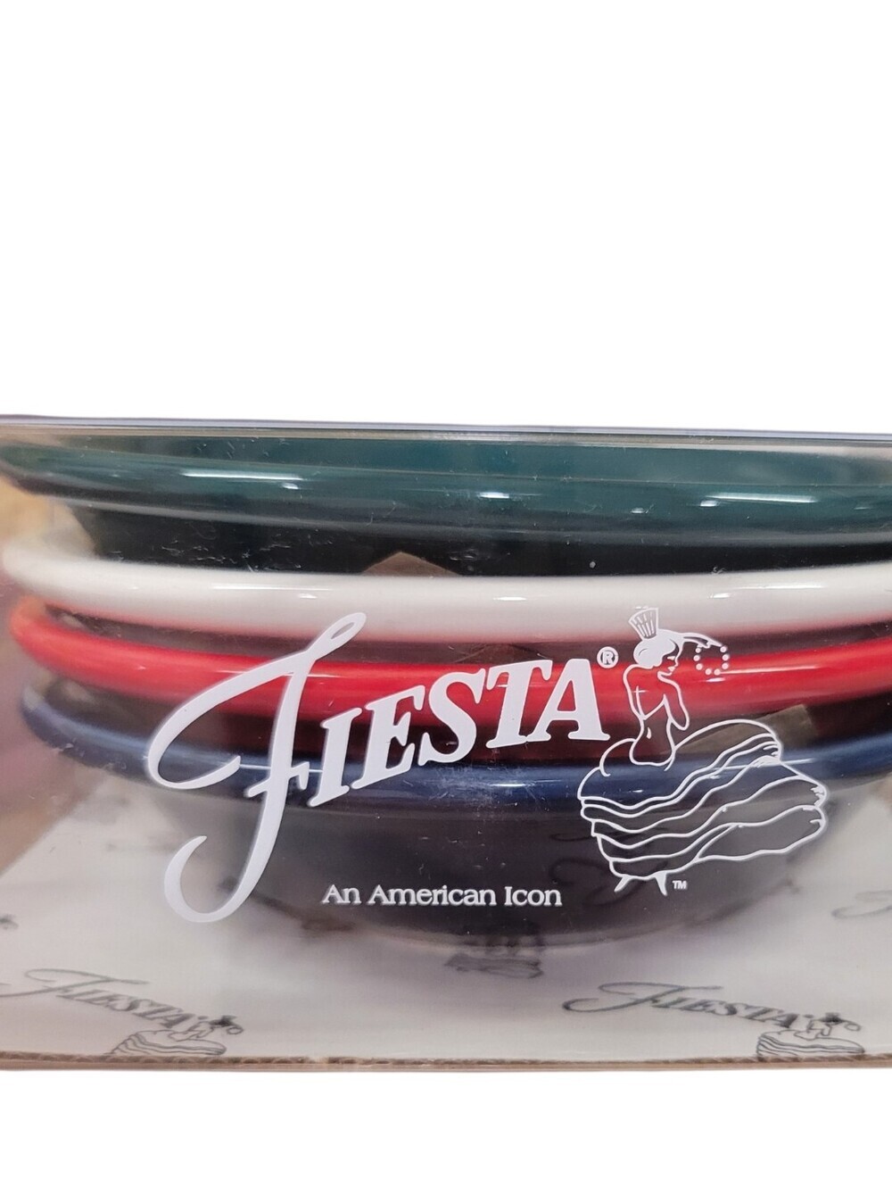 Fiesta Ware 4-Piece Fruit Bowl Set Evergreen Scarlet Cobalt White NWT